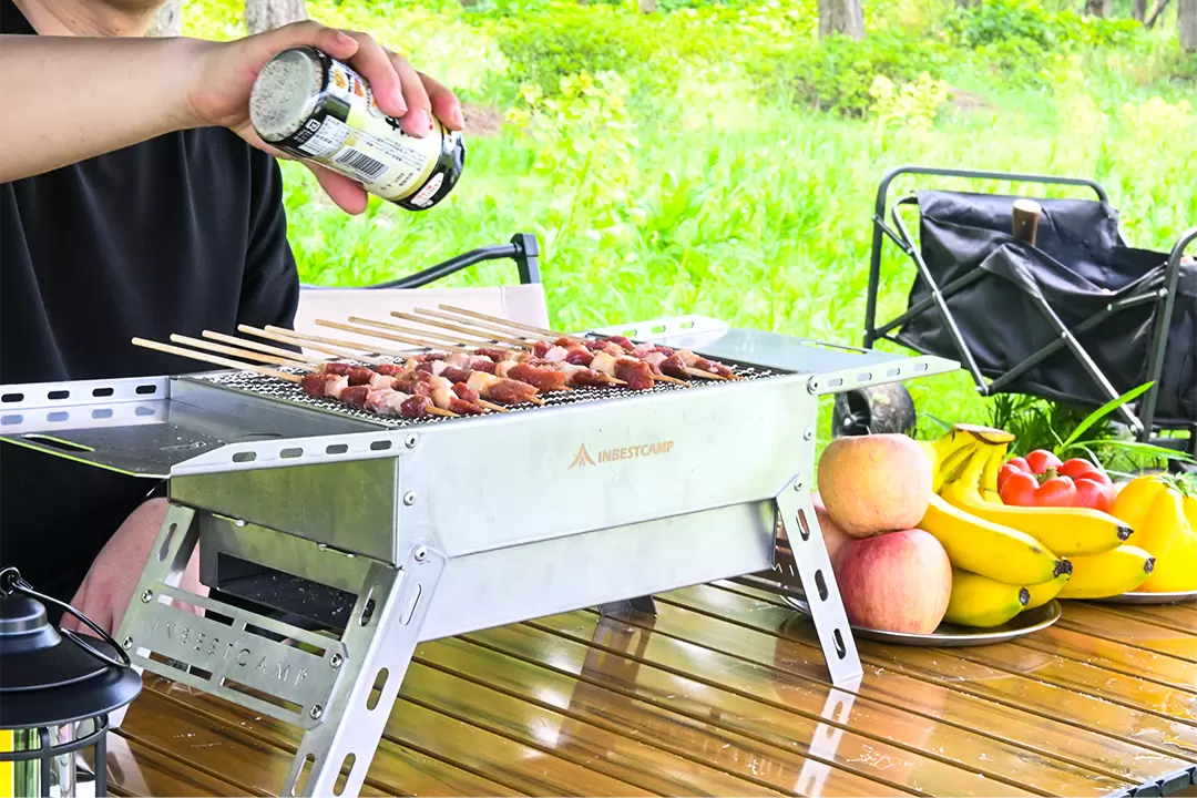 Katlanır Saplı Paslanmaz Çelik Kömürlü Barbekü Ocağı