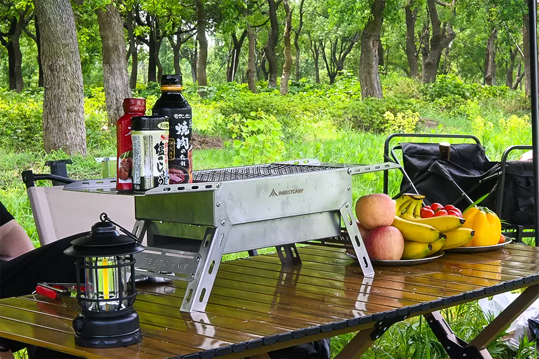 Katlanır Saplı Paslanmaz Çelik Kömürlü Barbekü Ocağı